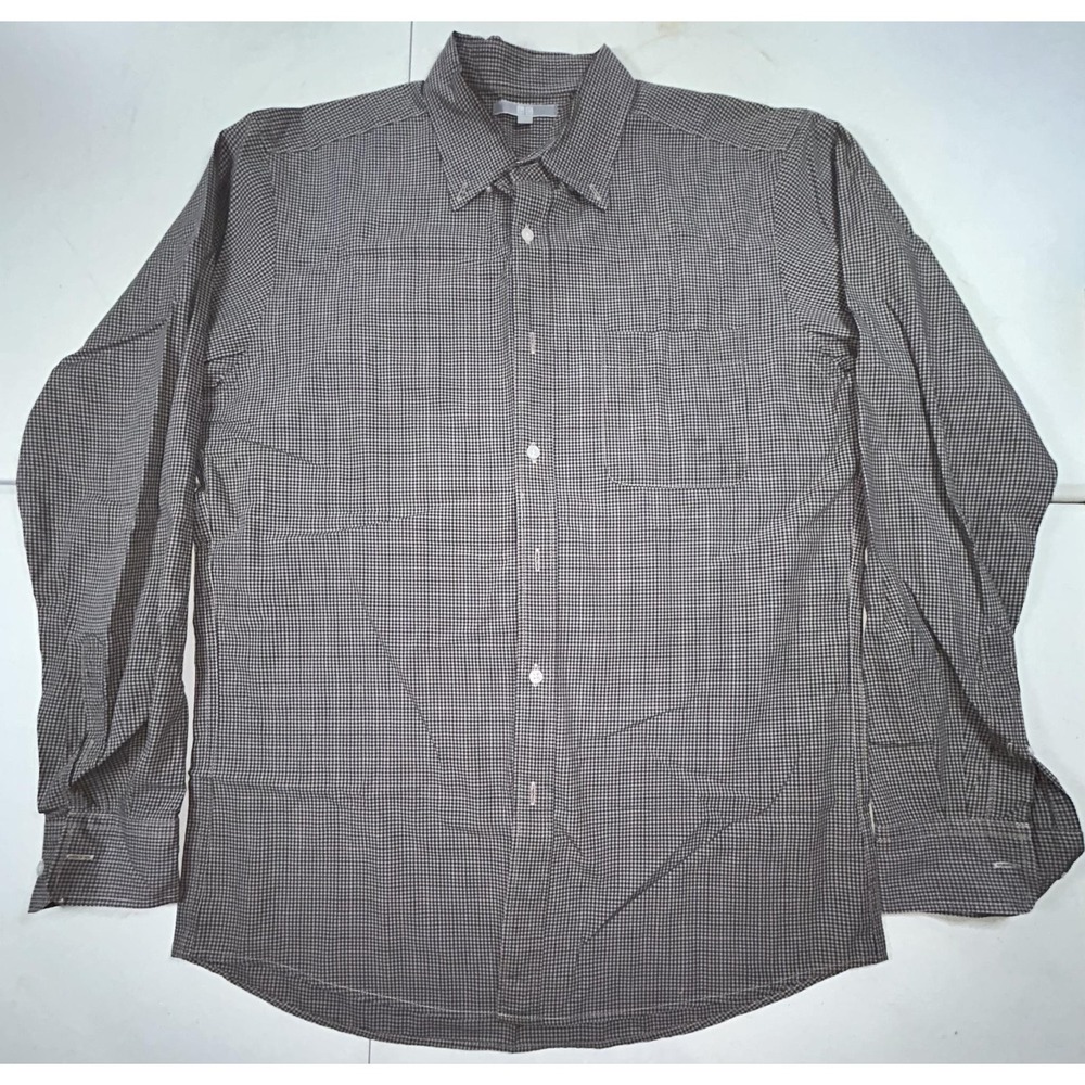 Uniqlo Shirt Mens M Blue Gingham Check Cotton Long Sleeve Button Up Casual Woven